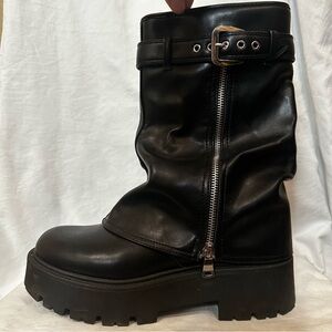 No Boundaries Black Moto Boots with Buckle